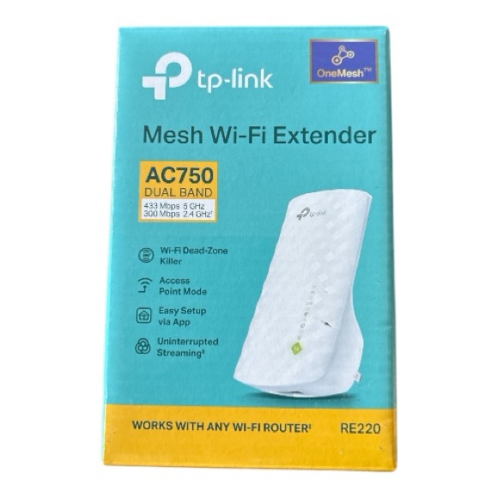 TP-Link Blue and White Mesh Wi-Fi Extender RE220
